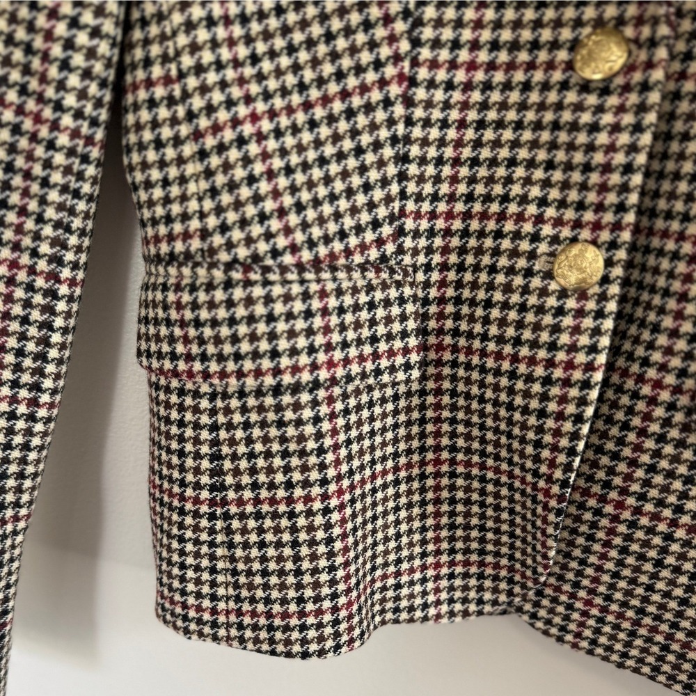 J.Crew Factory Wool Blend Schoolboy Blazer Houndstooth Camel Size 0 NWT - Picture 6 of 9